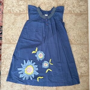 Mini Boden Dress Girls Size 9-10 Years Blue Floral Lined Sundress Detail